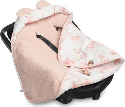 Batanije swaddle për ulësen e makinës Muslin Fairies, 90x90cm, pambuk muslin, rozë