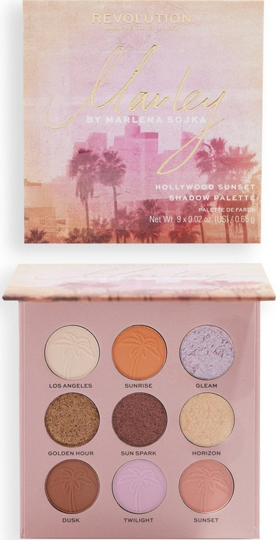 Paletë sysh Makeup Revolution X Marlena Sojka Hollywood Sunset, 9 ngjyra, mat edhe me shkëlqim