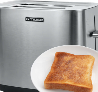 Toaster Muse inox, 2 feta, çelik, ngjyrë argjendtë