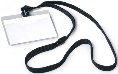 Mbajtëse distinktivi Durable Badge Holder 8139-01, me lanyard, transparente