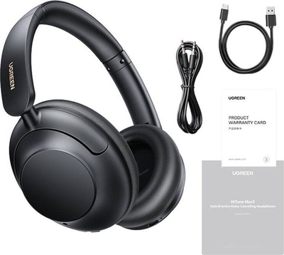 Kufje pa tela Ugreen HiTune Max5 SHP202, Hybrid ANC, Bluetooth, të zeza