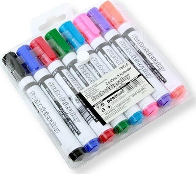 Markera whiteboard Springos Pentel, set 8 copë, ngjyra të ndryshme