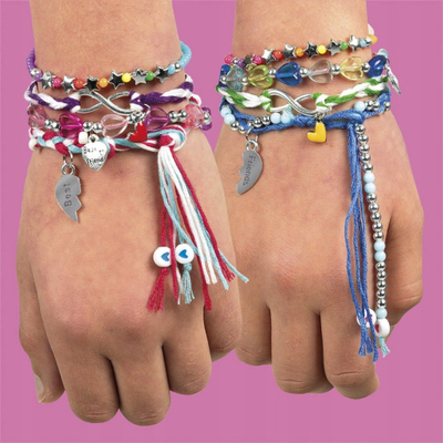 Set për byzylykë miqësie Design & Shine Friendship Bracelets, me rruaza shumëngjyrëshe
