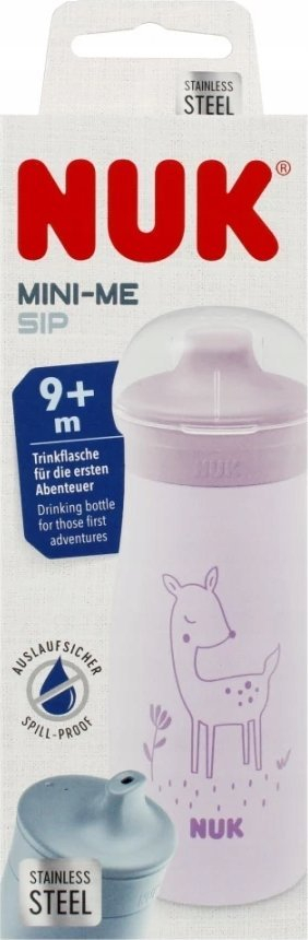 Shishe pijesh për fëmijë NUK Mini Me Sip, çelik inox 300 ml, 9m+, vjollcë gri