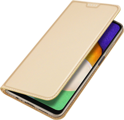 Kapak flip Dux Ducis Skin Pro për Samsung Galaxy A14 5G, lëkurë ekologjike, me xhep karte, ngjyrë gold