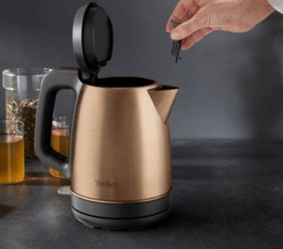 Електричен чајник Tefal Coppertinto KI280G10, 1.7L, филтер против бигор, бакар