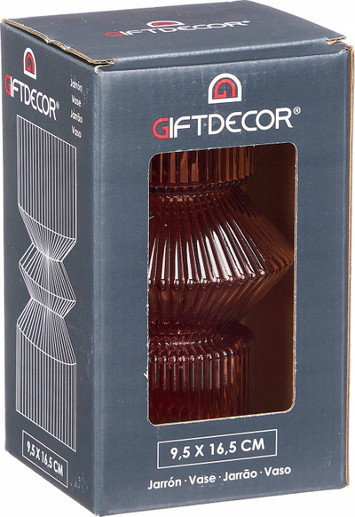 Vazo dekorative Giftdecor Raya 1, xham, 16.5 cm, transparente