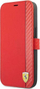 Mbulesë telefoni Ferrari On Track Carbon Stripe për iPhone 13 mini 5.4", këllëf libër, e kuqe
