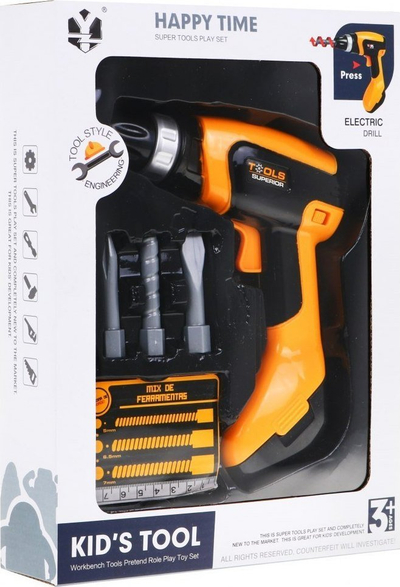Stërvitëse lodër për fëmijë Tools Superior, elektrike me bateri, me 3 maja ndërroshme, portokalli e zezë