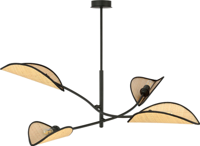 Lluster varese Orno Petalo, 4xE14 40W, metal edhe ratan, e zezë