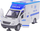 Lodër kamion policie LeanToys Ambulance, dritë dhe zë, dyer që hapen, bardh e kaltër