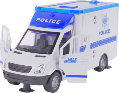 Lodër kamion policie LeanToys Ambulance, dritë dhe zë, dyer që hapen, bardh e kaltër