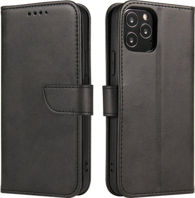 Këllëf magnetik Hurtel Magnet Case për Honor Magic 4, me kapak si libër, boje qëndrimi, i zi