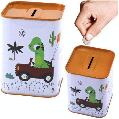 Kase kursimi Dino, metal, 11x8cm, shumëngjyrëshe