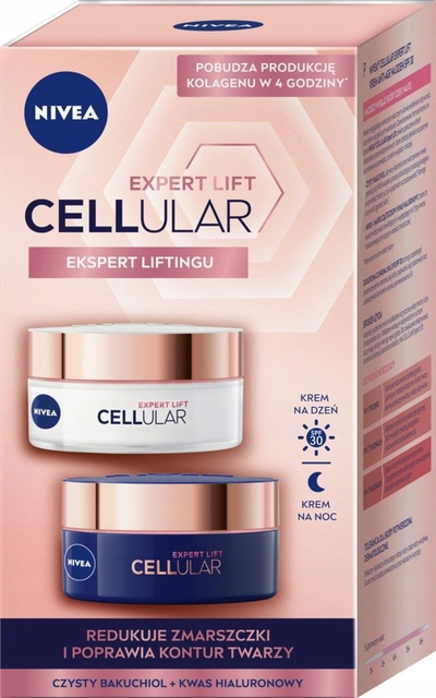 Set krem fytyre Nivea Cellular Expert Lift, ditë SPF30 50 ml, natë 50 ml, kundër plakjes