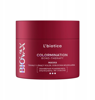 Maskë flokësh L´Biotica Biovax Colormination Bond-Therapy, rindërtuese për flokë të lyer, 200ml