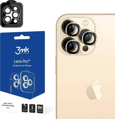 Xham mbrojtës kamere 3MK Hybrid Glass Lens Protection Pro, për iPhone 14 Pro 14 Pro Max, gold