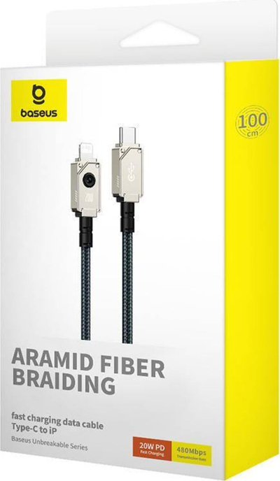 Kabllo karikimi Baseus Unbreakable USB C në Lightning, 20W, 1m, e bardhë