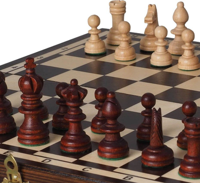Set shahu MAGIERA RAFAŁ Chess Champion, dru, 35cm, kafe