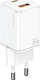 Karikues mur Usams T43 US-CC144, 33W, 1x USB A 1x USB C, i bardhë