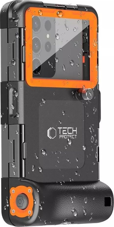 Футрола за нуркање Tech-Protect Case Housing IPX8, универзална 4.7-6.7\", црно-портокалова
