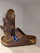 Sandale Birkenstock Arizona Waxy Leather, lëkurë nubuk, shollë ortopedike, kafe