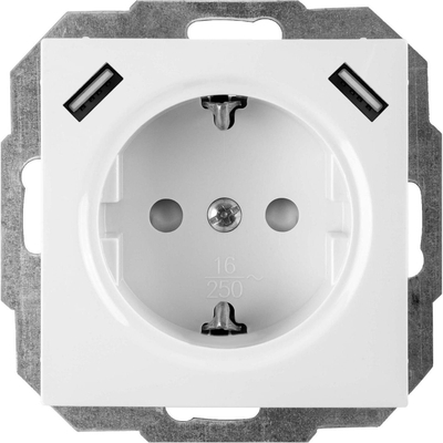 Prizë muri Elektro-Plast, 1x Schuko, 2x USB, e bardhë