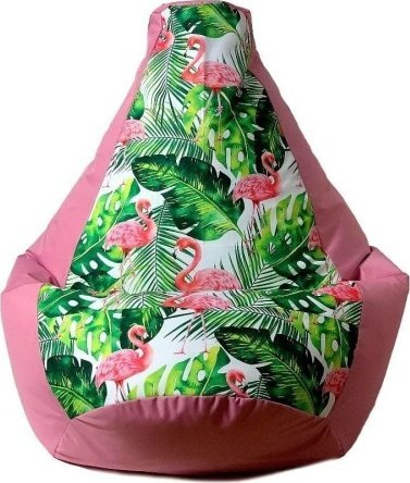 Sako fasule Go Gift Flamingo Pink, XXL 140 x 100 cm, pëlhurë Oxford, rozë me print flamingo
