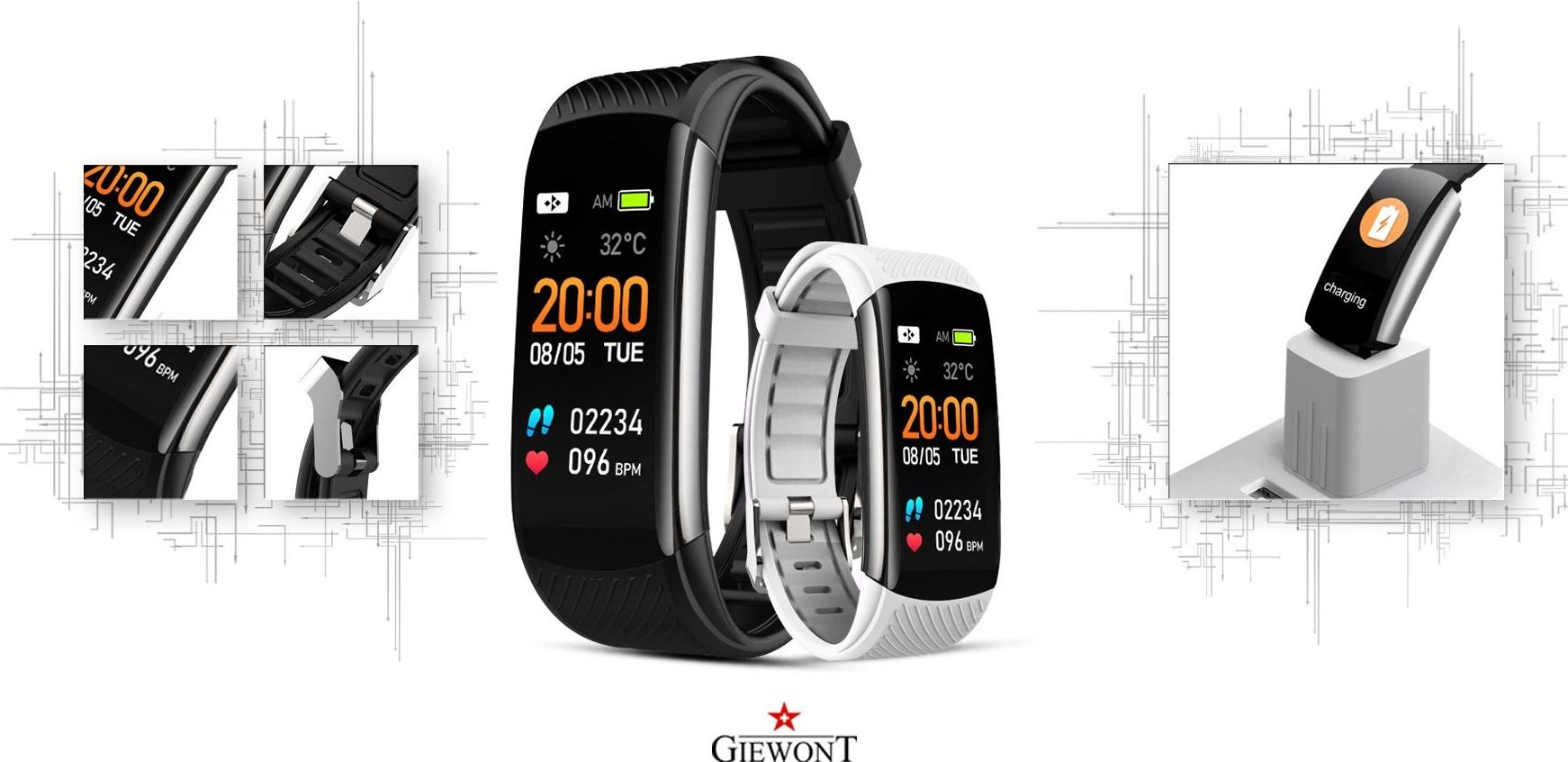 Rrip smartwatch universal për Xiaomi Samsung Realme Oppo, silikon, i zi 5