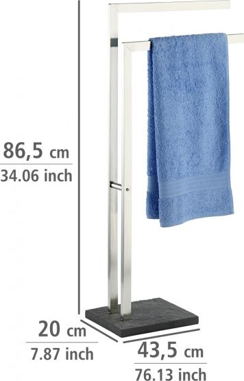 Mbaitës peshqirësh në këmbë Wenko Slate Rock, çelik inox, i zi