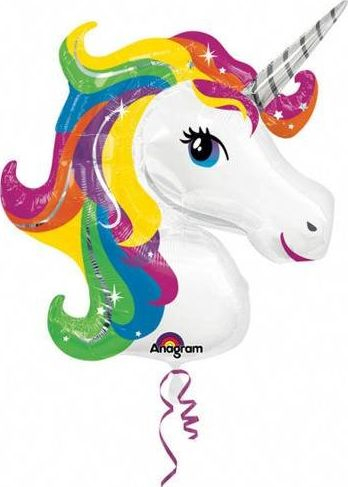 Balonë dekorative me helium Unicorn Rainbow L, shumëngjyrëshe