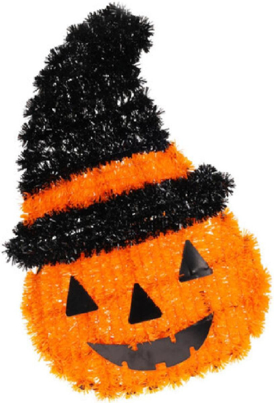 Figurinë kungull për zbukurim për Halloween, 35 cm, me varëse, portokalli me vija
