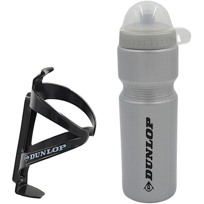 Shishe uji për biçikletë Dunlop, 750 ml, me mbajtëse, argjendtë e zezë