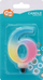Qiri ditëlindjeje Godan numri 6, 8cm, pastel ombre, shumëngjyrësh