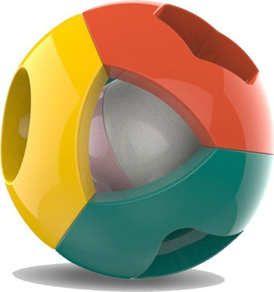 Top me zile LeanToys Colorful Rattle Ball, figura gjeometrike, shumëngjyrësh