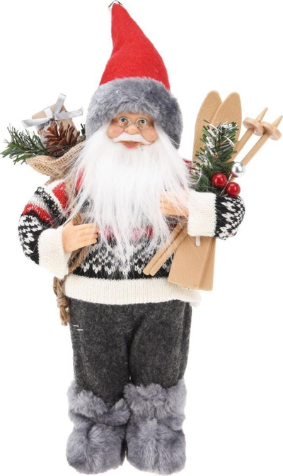 Figurë dekorative Santa Claus Standing Deluxe, 30cm, gri