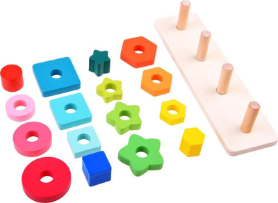 Lodër druri logjike Za3897, sorter puzzle, shumëngjyrëshe