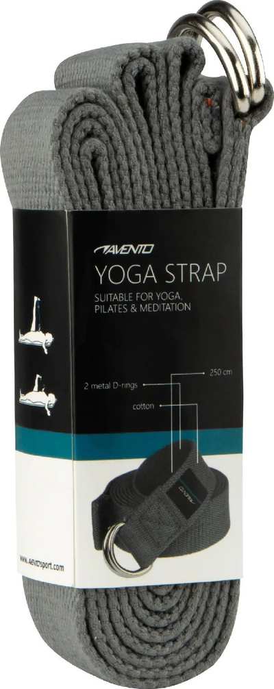Rrip yoga Avento Yoga Strap, 250cm, pambuk, gri