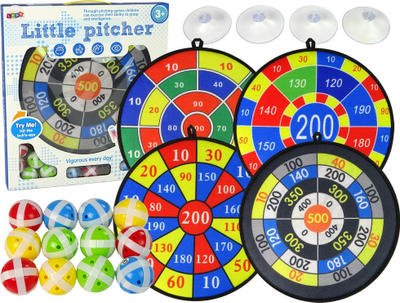 Set lojë shenjë LeanToys Dart Games, target 36 cm, toptha Velcro, shumëngjyrëshe