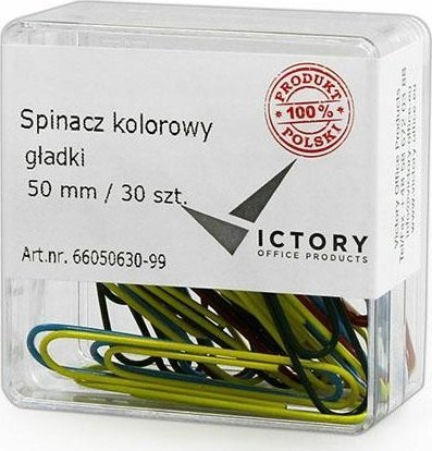 Kapëse letrash Victory Office Products, 50mm, metal të veshur me plastikë, shumëngjyrëshe, 30 copë
