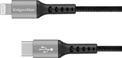Kabllo USB Kruger&amp;Matz KM1267, USB C në Lightning, 1 m, e zezë argjendi