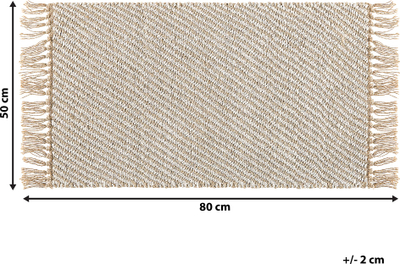Tapet Beliani ALADAG, 50x80 cm, jute edhe pambuk, bezhë krem