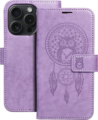 Kopertinë libri OEM MEZZO për iPhone 15 Pro, me xhepa për karta, vjollcë