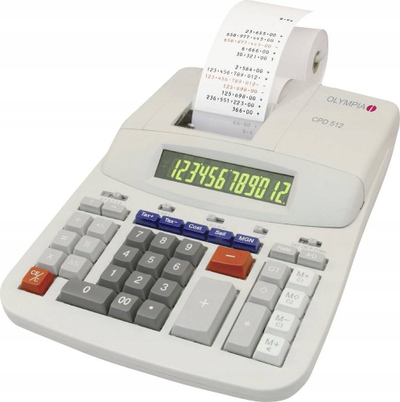 Калкулатор десктоп Олимпија CPD 512, 12 цифри, со печатење, бел