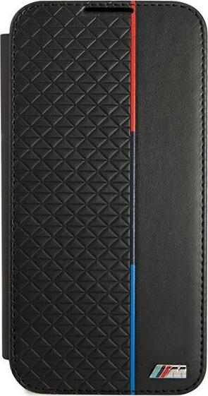 Këllëf libri BMW Triangles Tricolor për Samsung Galaxy S22 Plus, mbrojtje 360°, me vend për karta, i zi