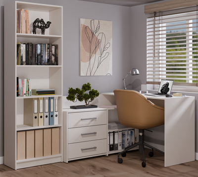 Tavolinë këndi për zyrë Desk DANA KASHMIR, me 3 sirtarë, në formë L, ngjyrë cashmere