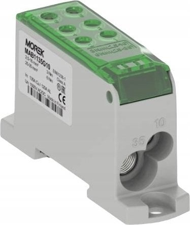 Bllok shpërndarës elektrik MOREK MAB1135G10, 135A, 1000V, jeshil