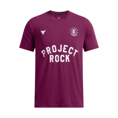 Bluzë sportive Under Armour Project Rock, prerje Regular Fit, mëngë të shkurtra, e purpurt