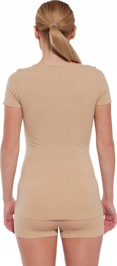 Bluzë femrash Brubeck COMFORT MERINO SS1398W, mëngë të shkurtra, masa M, bezhë