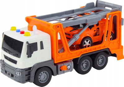 Lodër kamion vinç Multifunctional Tow Truck, 1:16, me drita dhe zë, portokalli